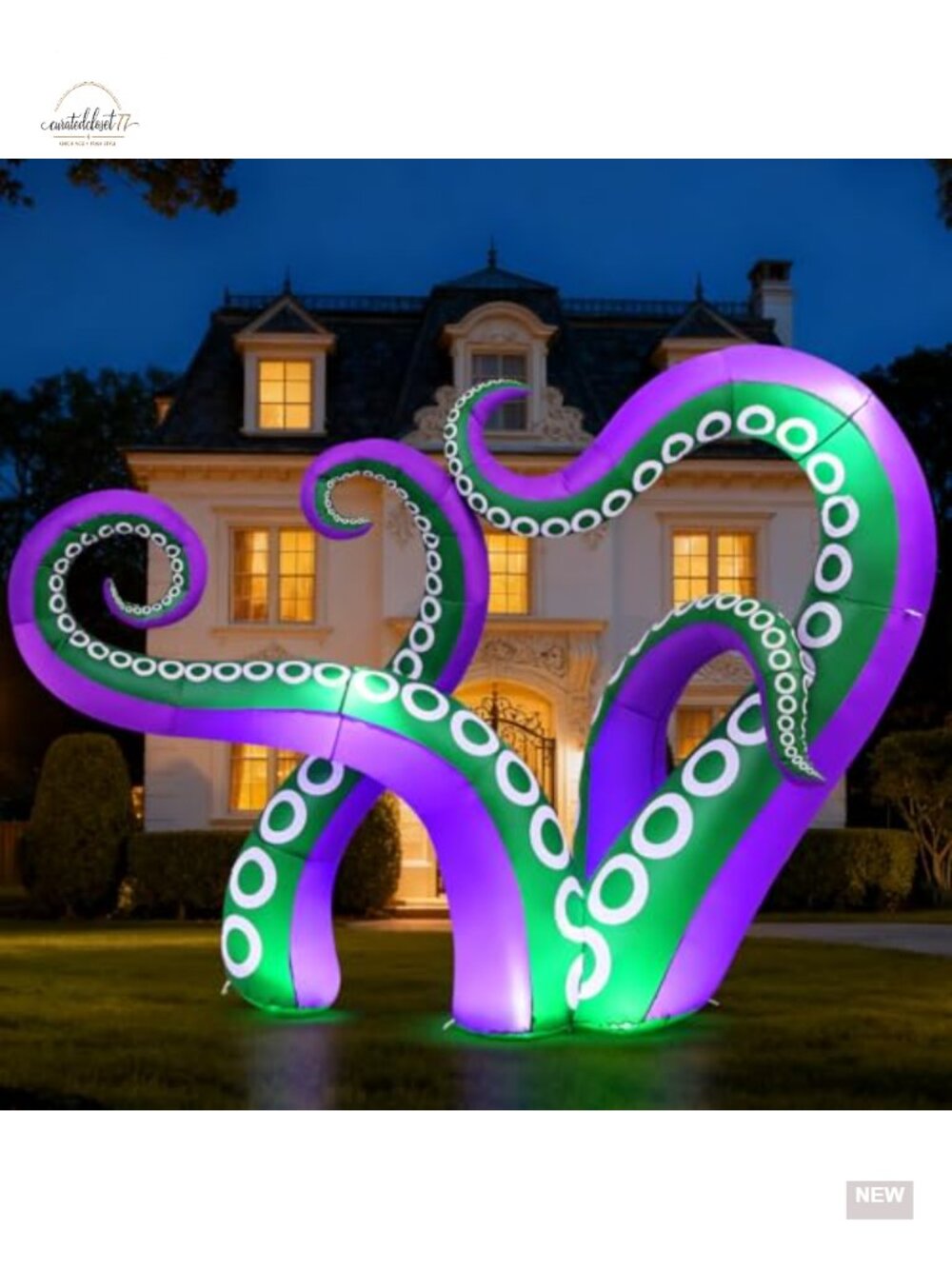 7.2 FT Inflatable Octopus Yard Decoration with LED Lights, Waterproof, Weather